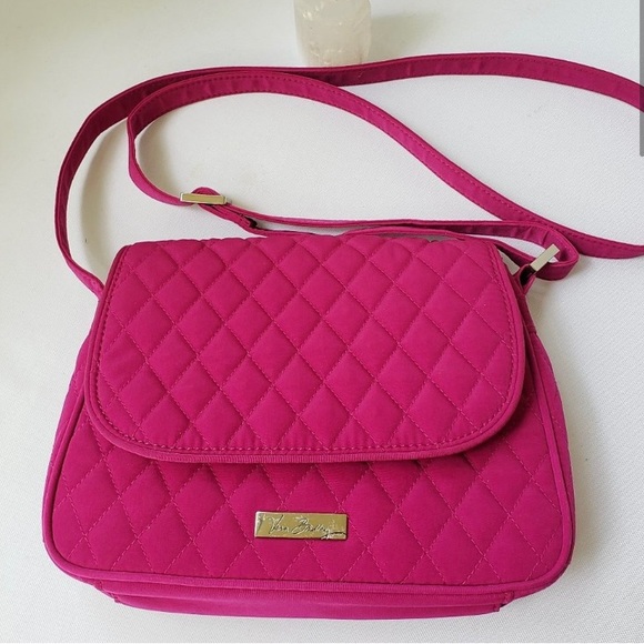 VERA BRADLEY Flap Crossbody Satchel Tote Magenta - Picture 3 of 8